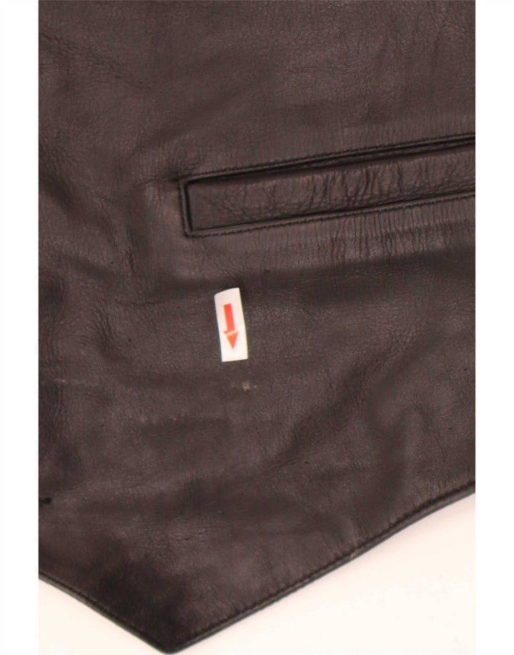 Colete de couro masculino vintage 2XL preto