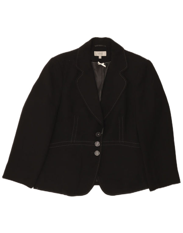 Jaqueta blazer feminina de 3 botões Marks & Spencer Reino Unido 16 grande poliéster preto