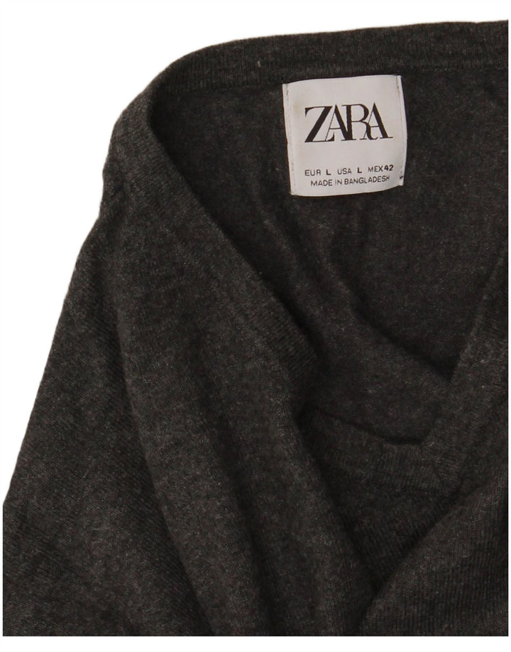 Zara Suéter masculino com decote em V grande cinza