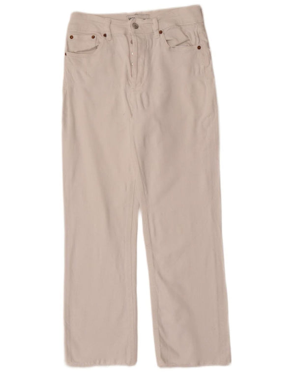 Zara Jeans feminino cintura alta reta EU 36 XS W26 L27 branco