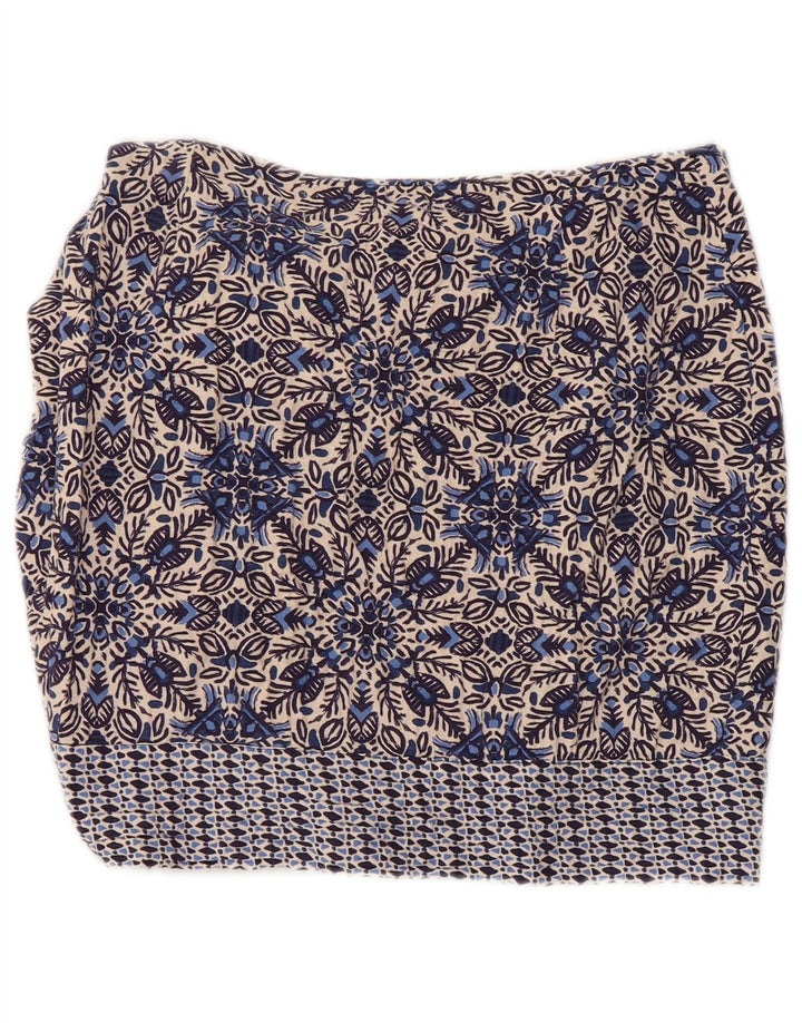 Saia feminina Zara pequena W26 algodão floral azul