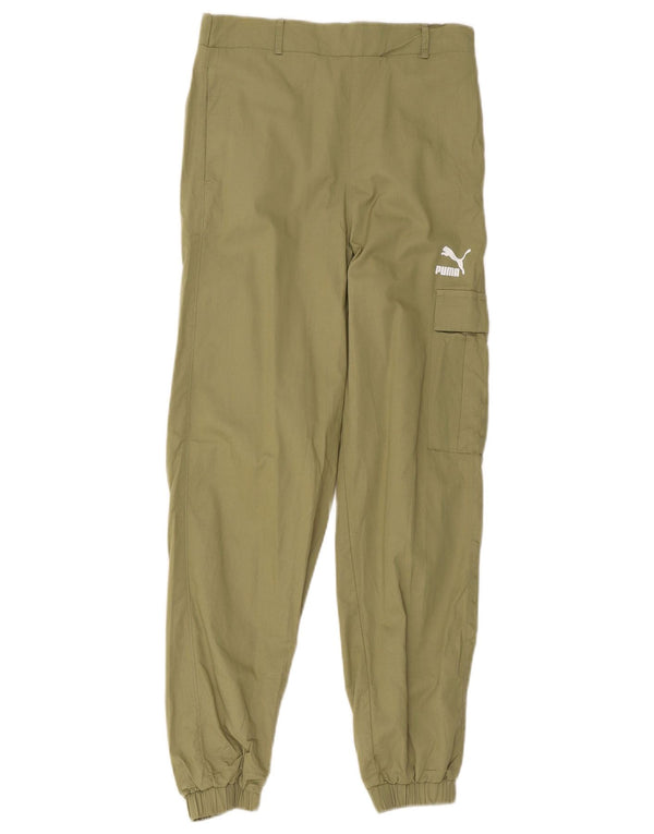 Calça jogger feminina Puma feminina pequena W28 L28 algodão cáqui