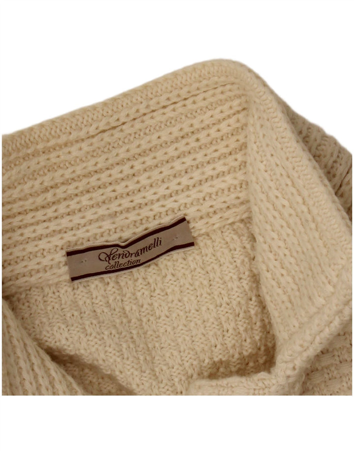 Suéter cardigã feminino VINTAGE UK 14 médio bege