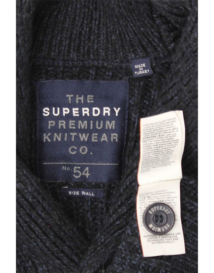 Suéter cardigã masculino Superdry pequeno acrílico azul marinho