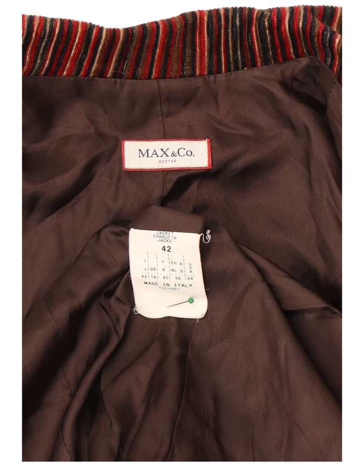 Jaqueta blazer feminina de 3 botões Max & Co. Reino Unido 10 pequena listrada cor de vinho