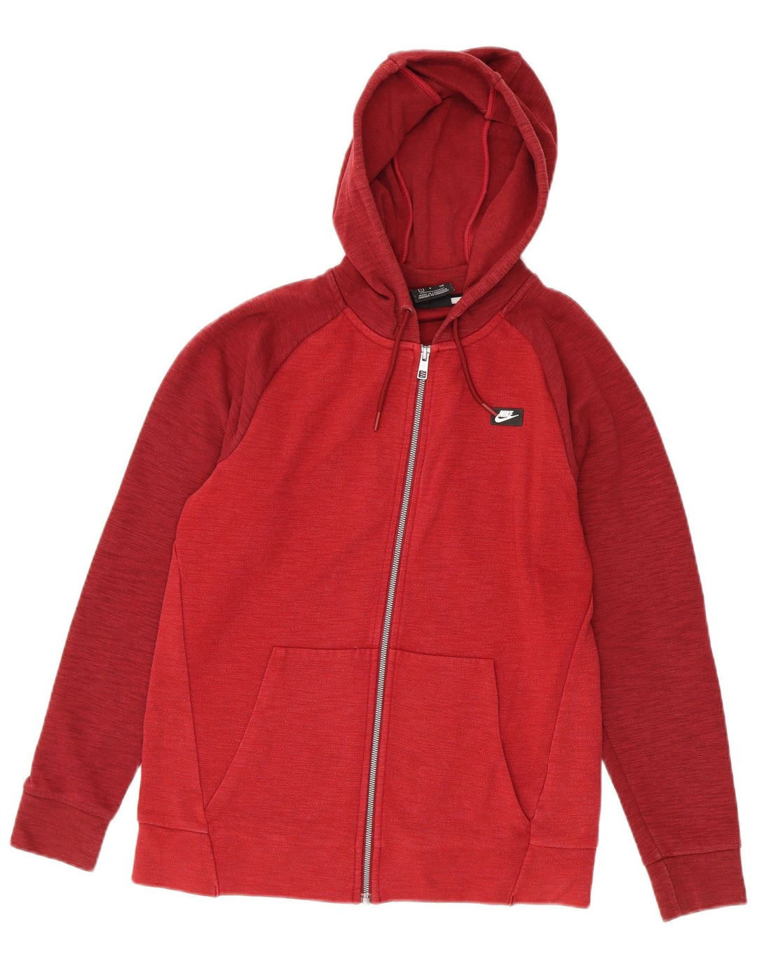Suéter masculino Nike com capuz e zíper pequeno algodão manchado vermelho