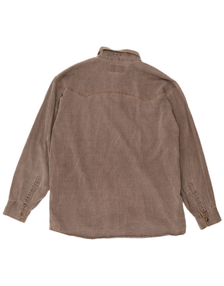 Camisa jeans masculina vintage XL marrom