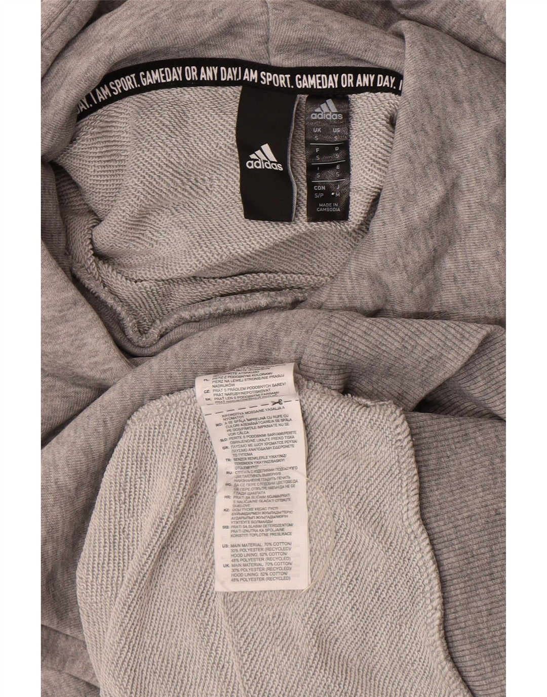 Adidas masculino gráfico moletom com capuz pequeno algodão cinza