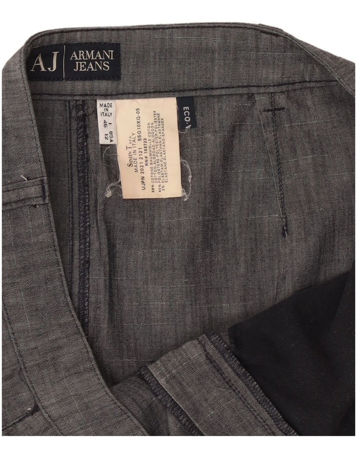 Saia reta feminina Armani IT 46 grande W32 algodão cinza