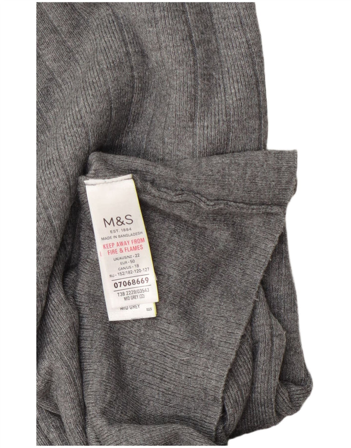 Suéter feminino Marks & Spencer com gola tartaruga UK 22 3XL viscose cinza