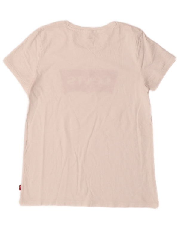 Camiseta feminina gráfica Levi's UK 10 pequena branca