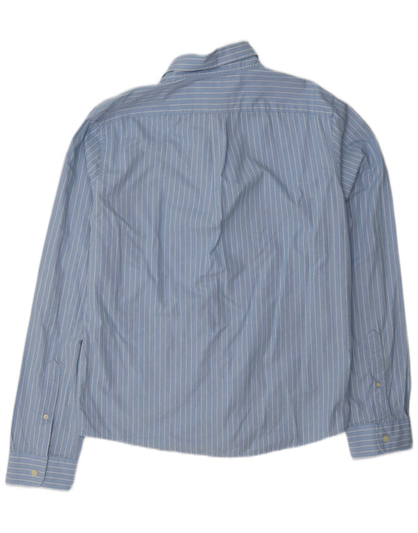 Camisa muscular masculina Abercrombie & Fitch XL azul risca de giz algodão