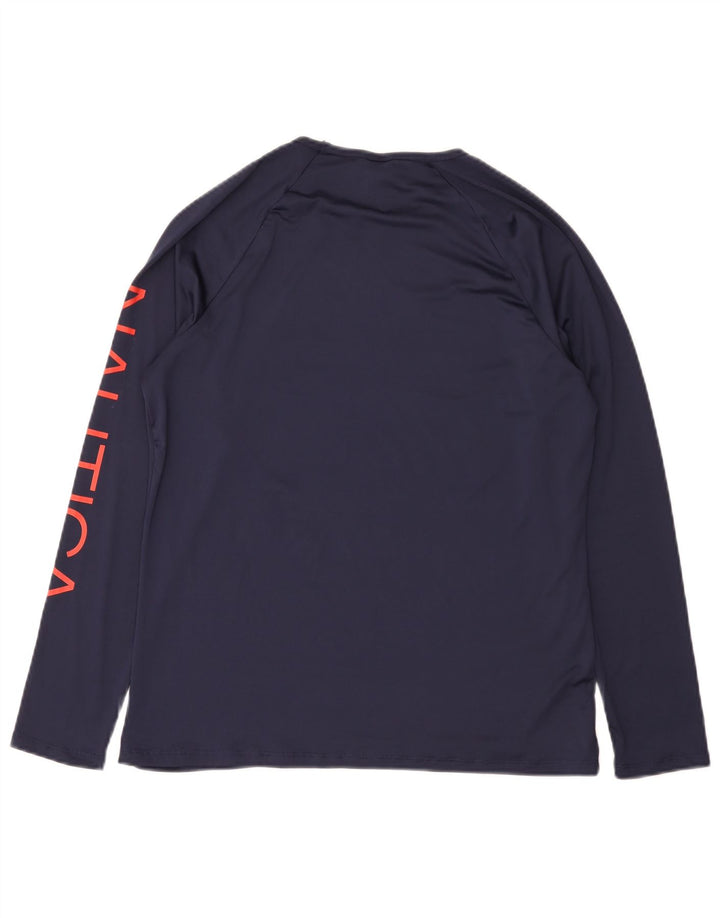 Top gráfico feminino Nautica manga comprida UK 18 XL azul marinho poliéster