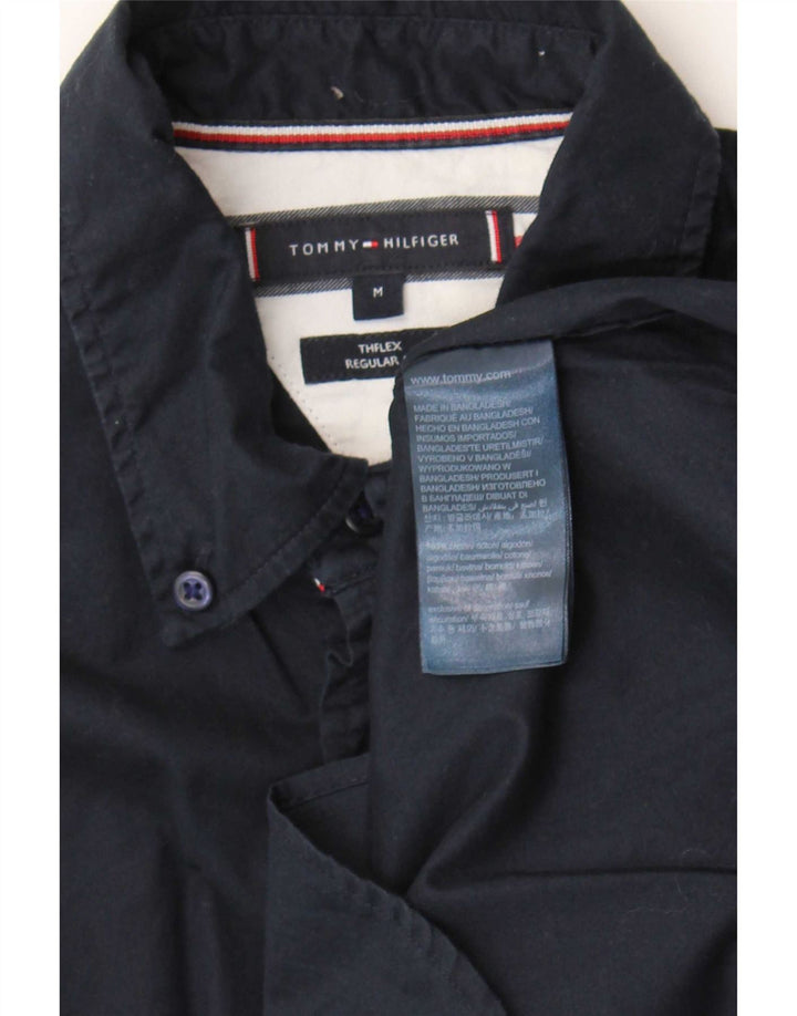 Camisa masculina Tommy Hilfiger Regular Fit média azul marinho algodão