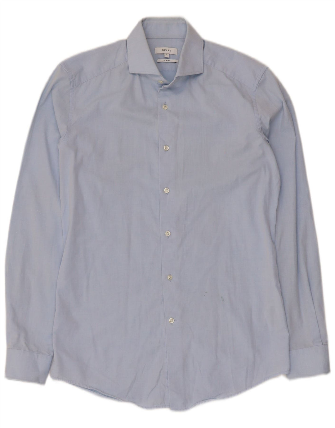 Camisa masculina Reiss Slim Fit pequena azul algodão