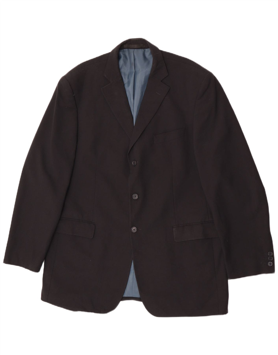 Jaqueta blazer masculina de 3 botões Marks & Spencer Reino Unido 44 XL azul marinho poliéster