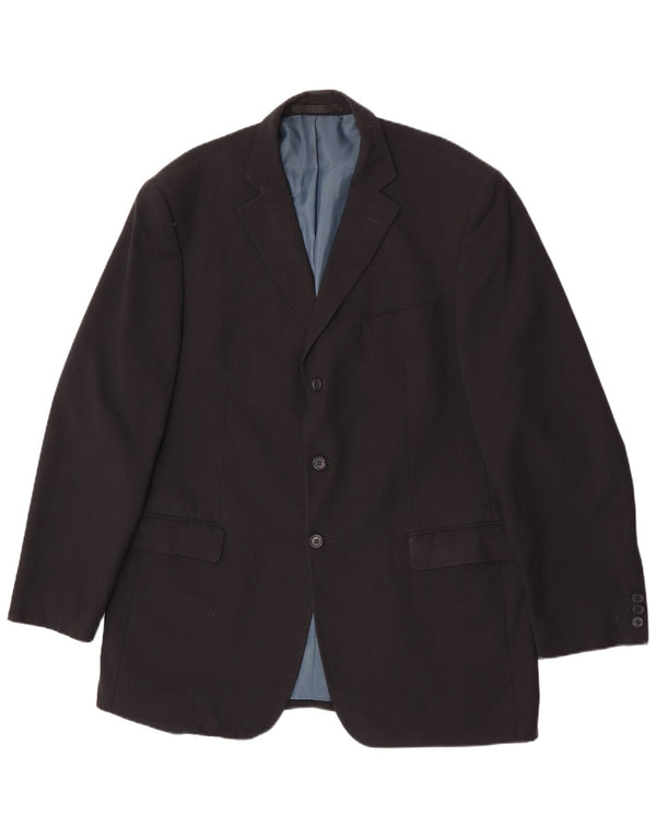 Jaqueta blazer masculina de 3 botões Marks & Spencer Reino Unido 44 XL azul marinho poliéster