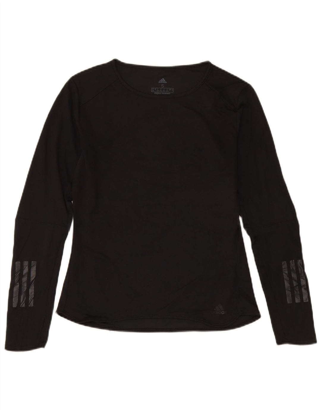 Adidas Feminino Climacool Top Manga Longa Reino Unido 8/10 Pequeno Poliéster Preto
