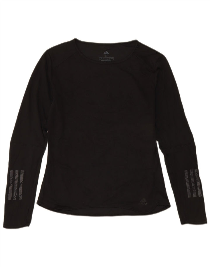Adidas Feminino Climacool Top Manga Longa Reino Unido 8/10 Pequeno Poliéster Preto