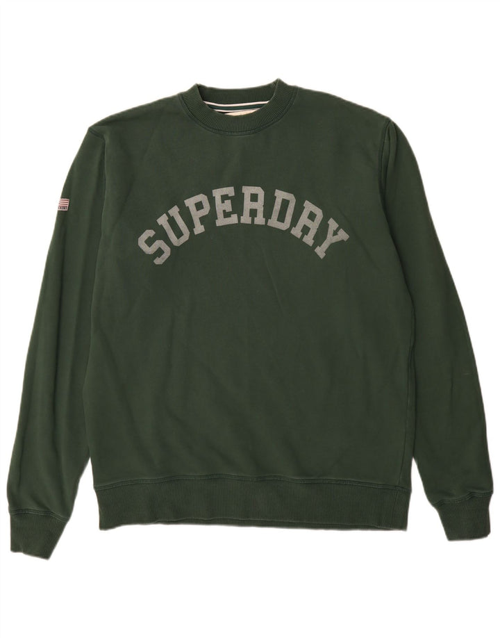 Superdry feminino gráfico oversized moletom jumper UK 10 pequeno verde