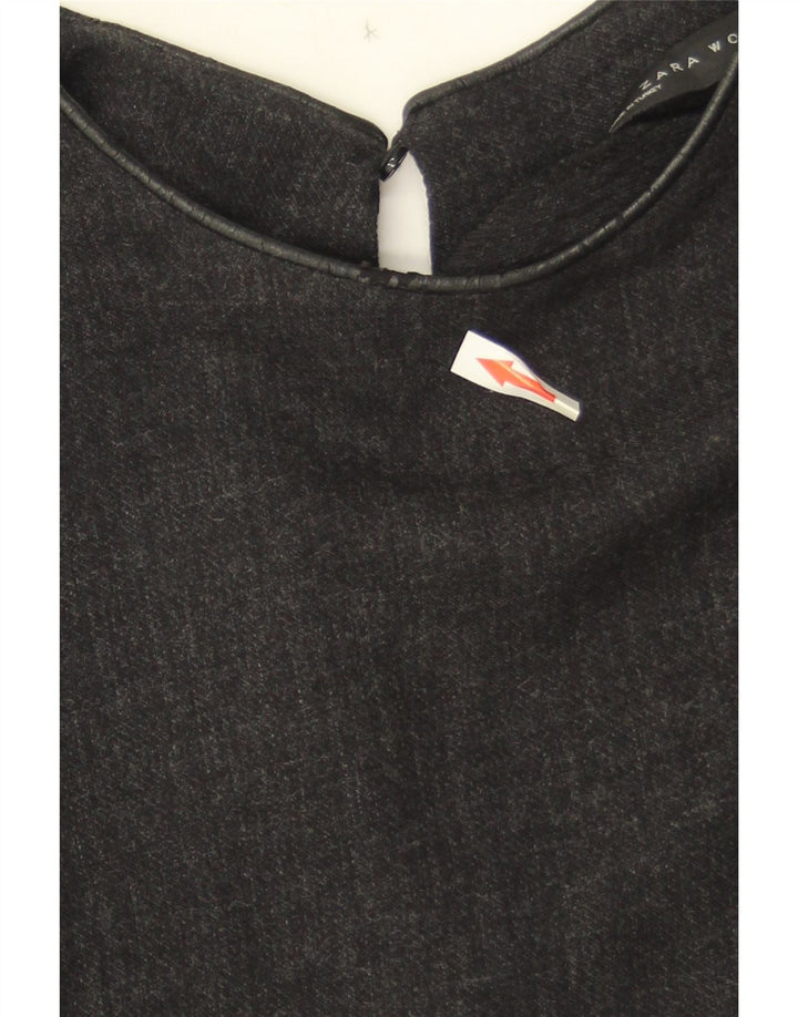 Vestido feminino Zara manga comprida linha A UK 10 pequeno cinza