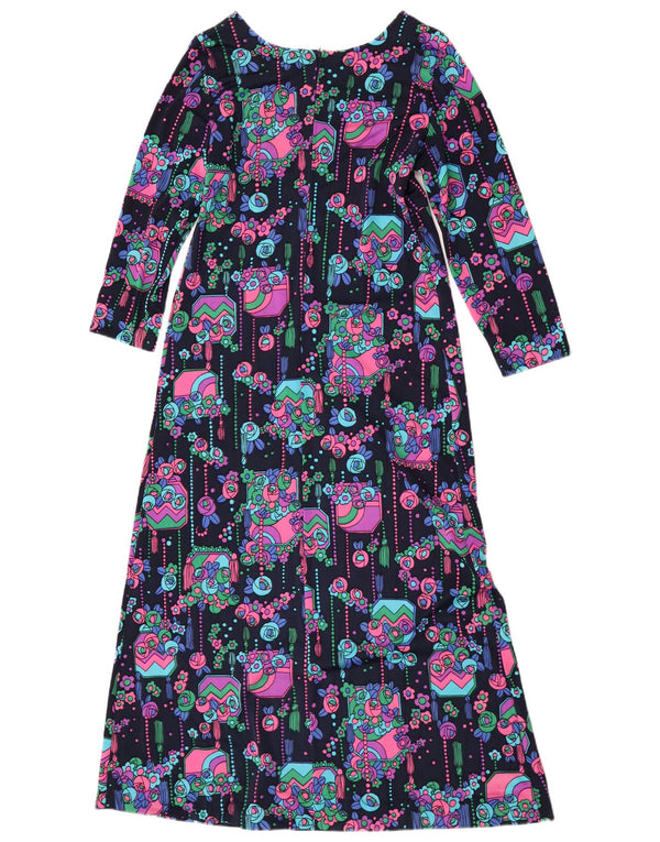 Vestido feminino vintage maxi linha A IT 44 médio floral multicolorido retrô
