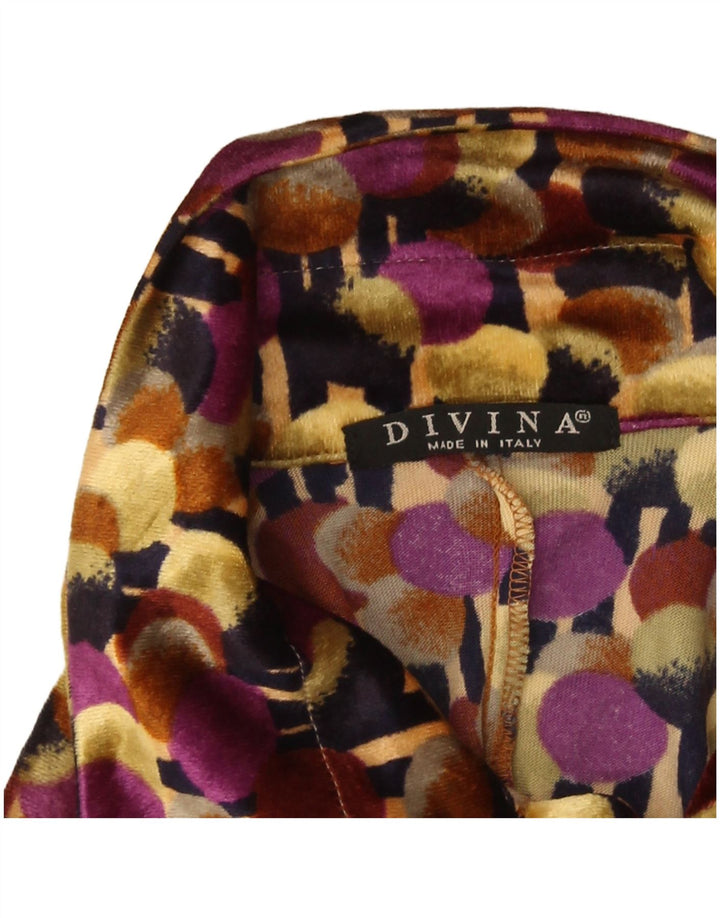 Blusa feminina de veludo Divina UK 12 média multicolorida manchada