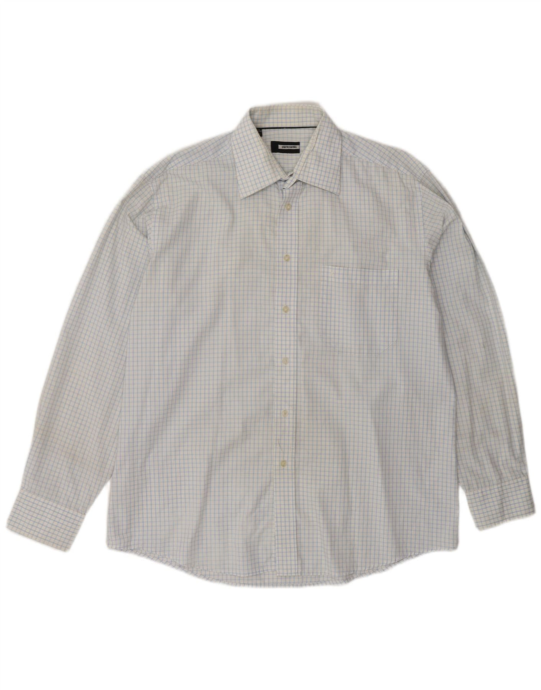 Camisa masculina Pierre Cardin tamanho 41 16 grande algodão xadrez azul