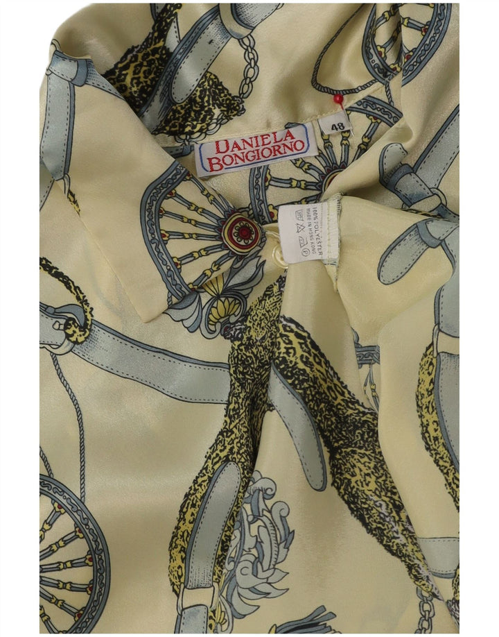 Blusa de camisa gráfica feminina vintage IT 48 XL amarelo poliéster