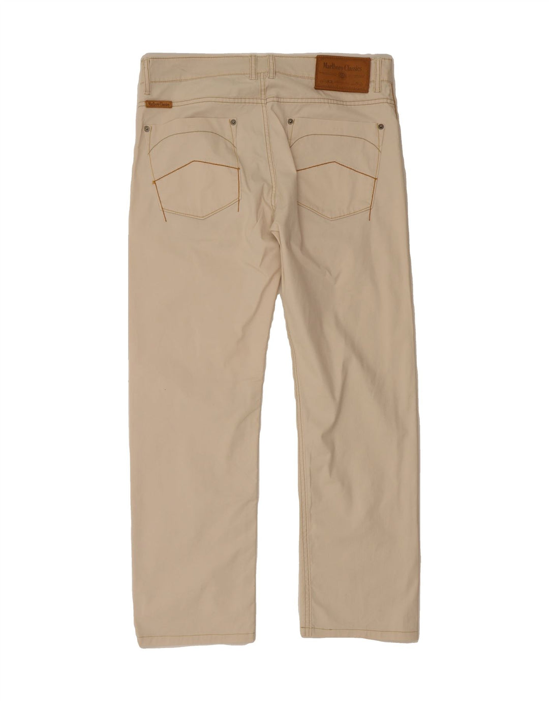 MARLBORO CLASSICS Mens Straight Casual Trousers W32 L27 Beige Cotton Vintage Marlboro Classics and Second-Hand Marlboro Classics from Messina Hembry 