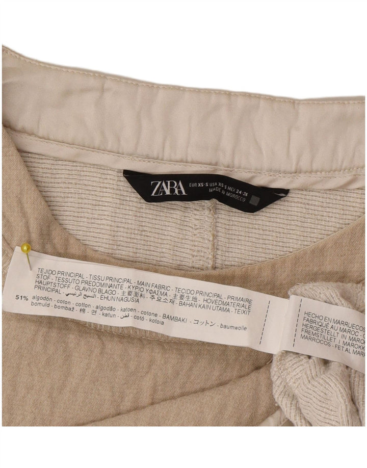 Zara blusa feminina oversized top UK 6 XS algodão bege