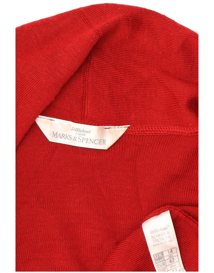 Suéter cardigã aberto grande Marks & Spencer Reino Unido 14 grande vermelho