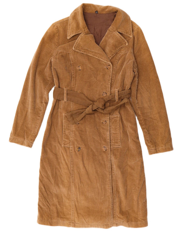 Casaco de veludo feminino vintage UK 12 marrom médio
