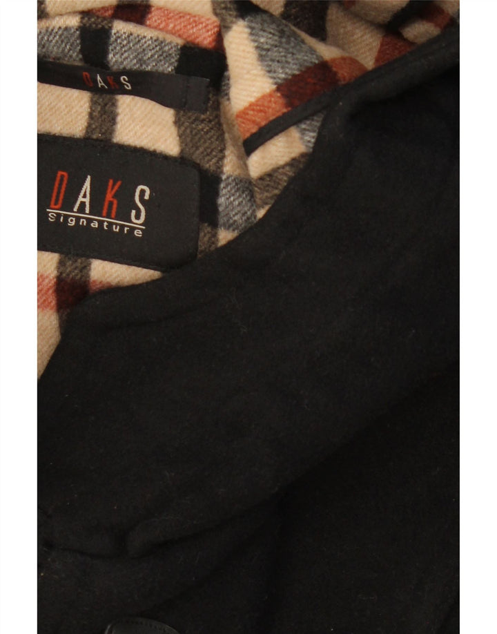 Casaco Duffle feminino com capuz DAKS Reino Unido 16 grande preto