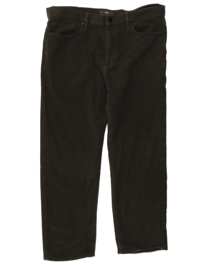 Calça masculina reta casual MARKS & SPENCER W36 L29 algodão verde