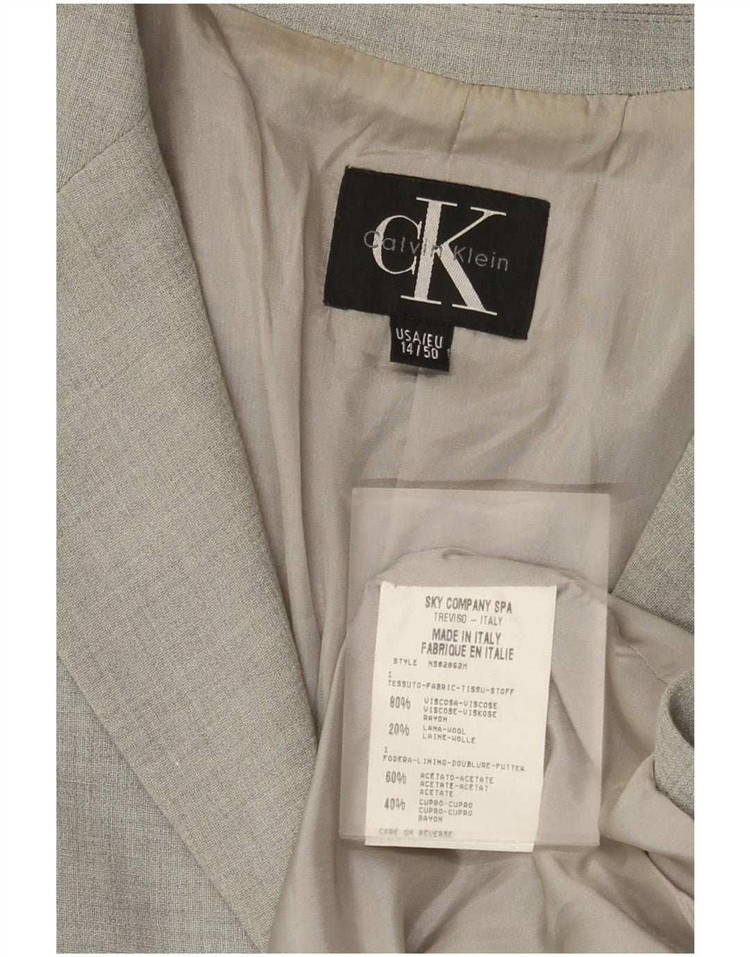 Jaqueta Blazer Feminina Calvin Klein com 3 Botões EUA 14 XL Viscose Cinza