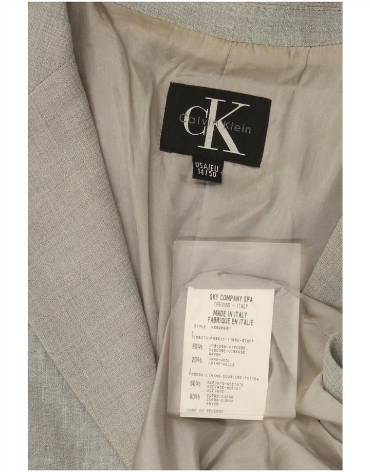 Jaqueta Blazer Feminina Calvin Klein com 3 Botões EUA 14 XL Viscose Cinza