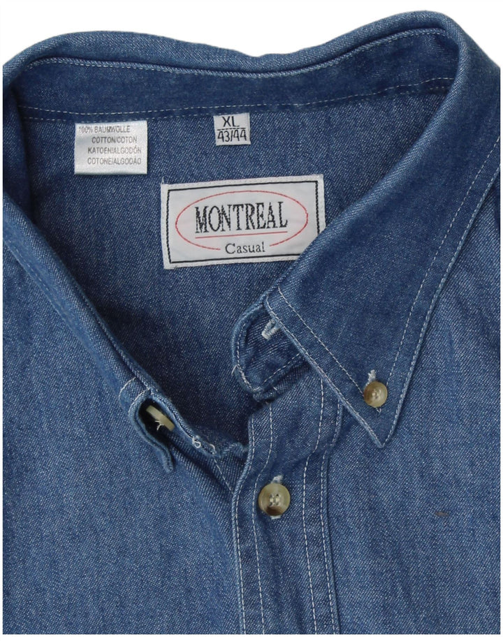 Camisa jeans masculina VINTAGE tamanho 43/44 XL algodão azul