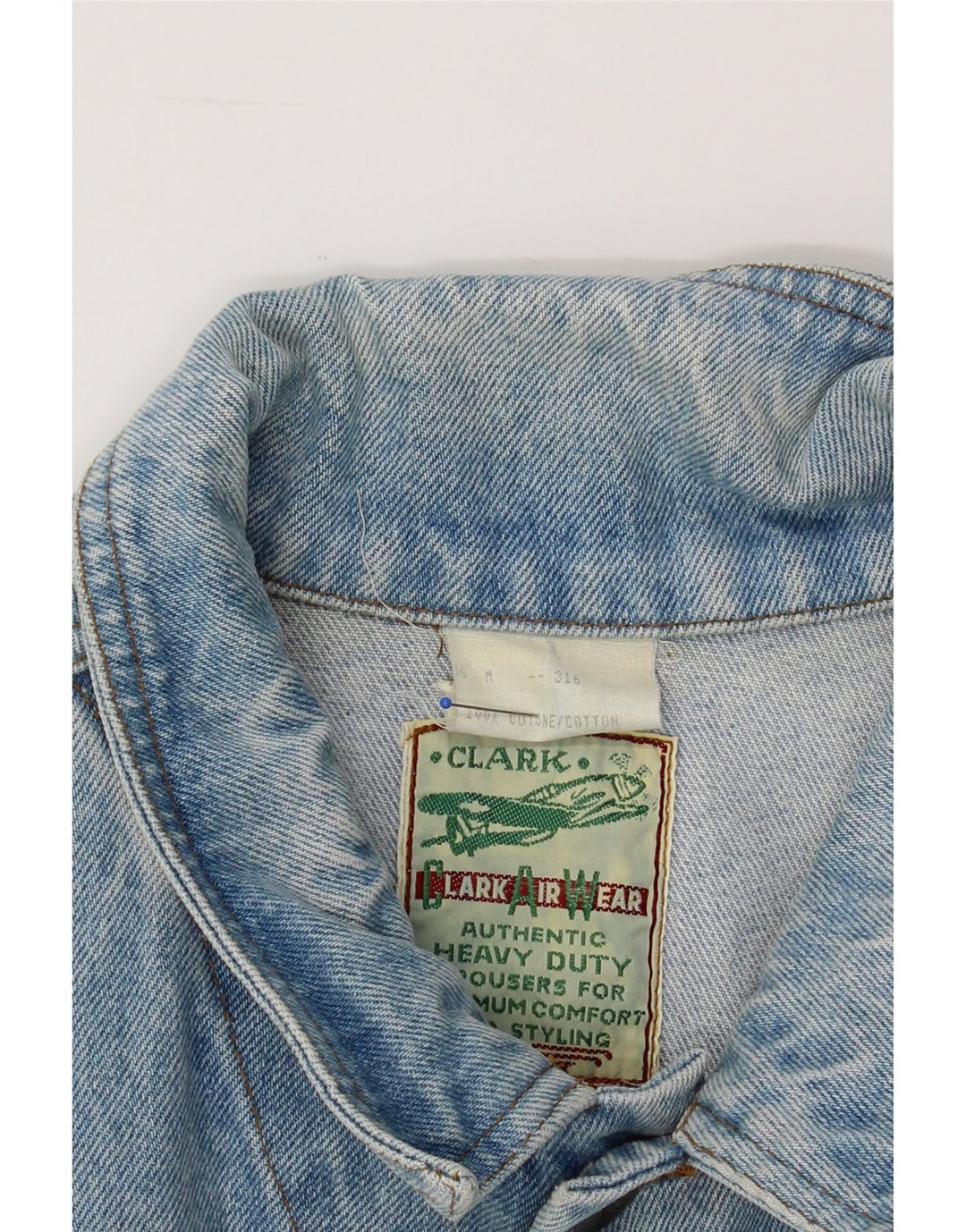 CLARK Womens Crop Denim Jacket UK 14 Medium Blue Cotton Vintage CLARK and Second-Hand CLARK from Messina Hembry 