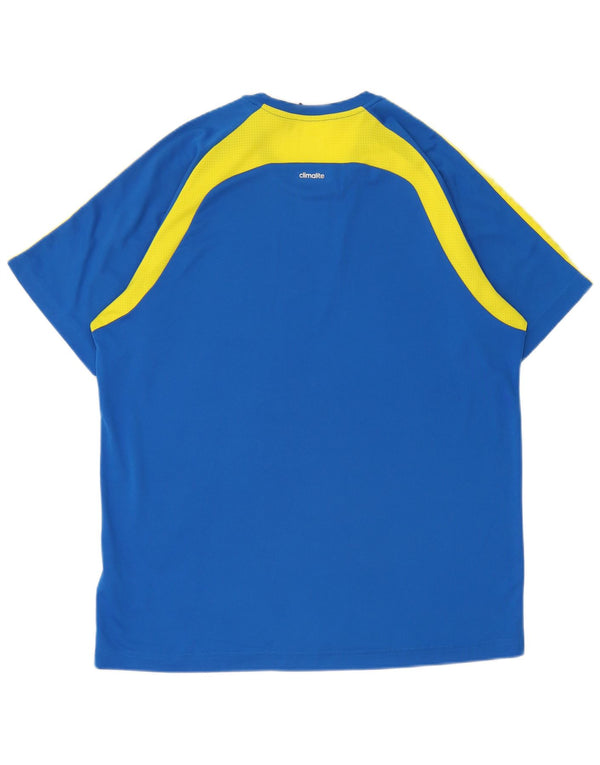 Adidas Mens Climalite Camiseta Top Grande Azul Colorblock Poliéster