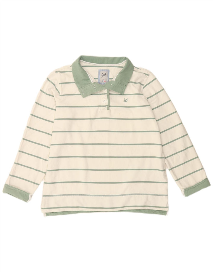 CREW CLOTHING Suéter feminino com capuz UK 16 listrado branco grande