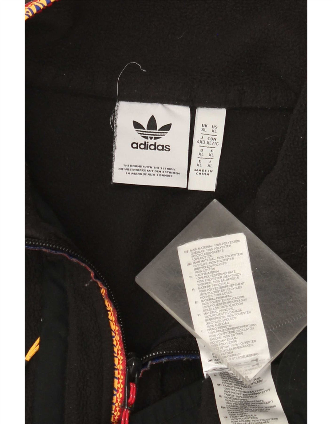 Jaqueta de lã masculina Adidas UK 42 XL poliéster preto