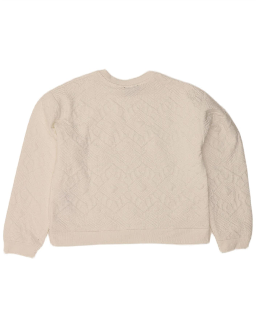 Zara Womens Crop Oversized Moletom Jumper Reino Unido 10 Pequeno Branco Geométrico