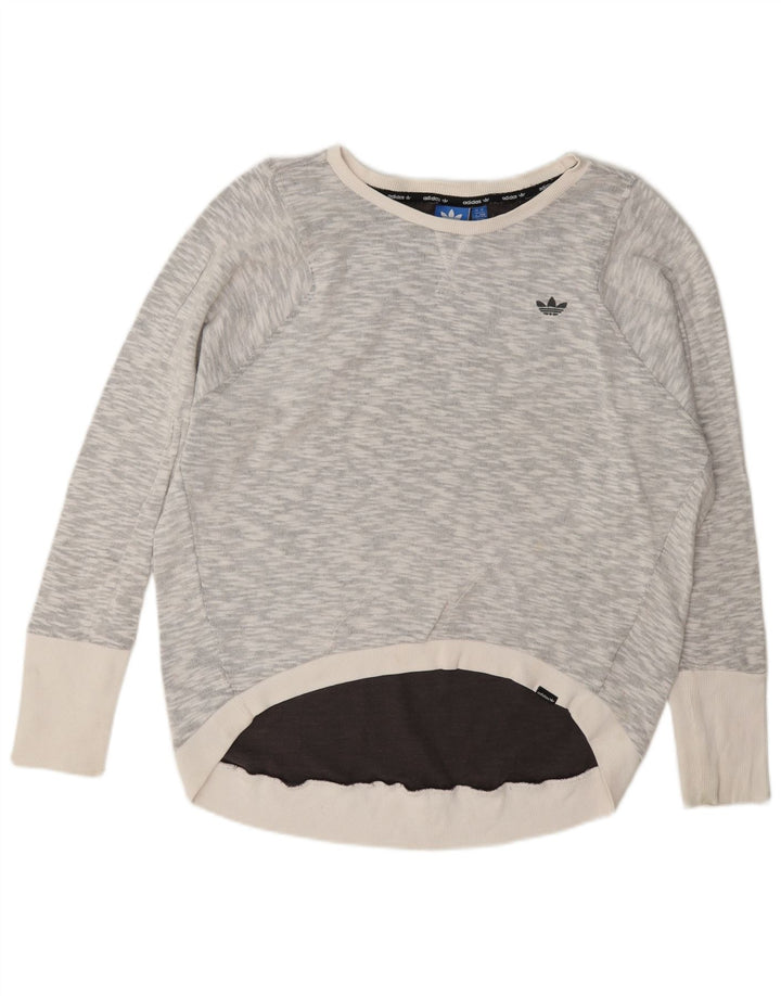 Adidas feminino gráfico oversized moletom jumper reino unido 14 grande cinza manchado