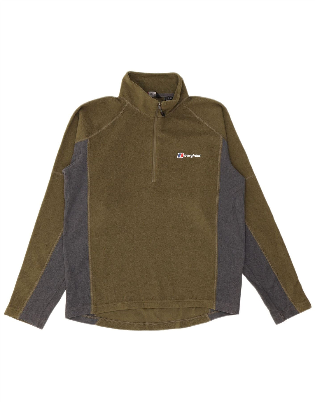 Suéter de lã masculino BERGHAUS com gola e zíper, pequeno, cáqui, colorido, poliéster