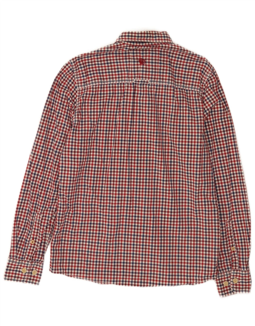 Camisa masculina Fat Face pequena de algodão vermelho guingão