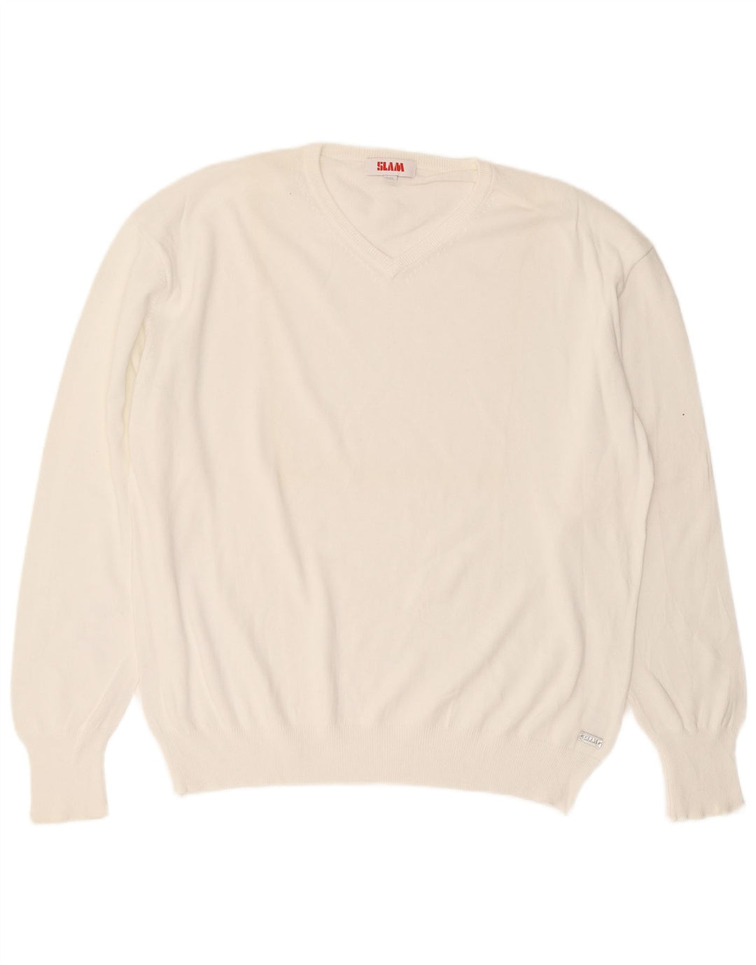 Suéter masculino Slam com decote em V 3XL algodão branco