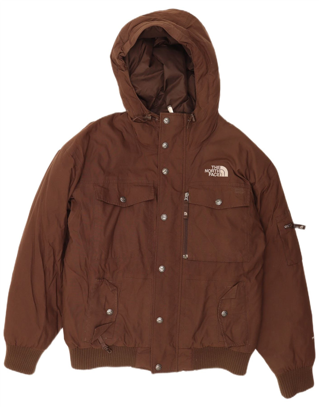 Jaqueta corta-vento masculina The North Face com capuz Reino Unido 38 nylon marrom médio