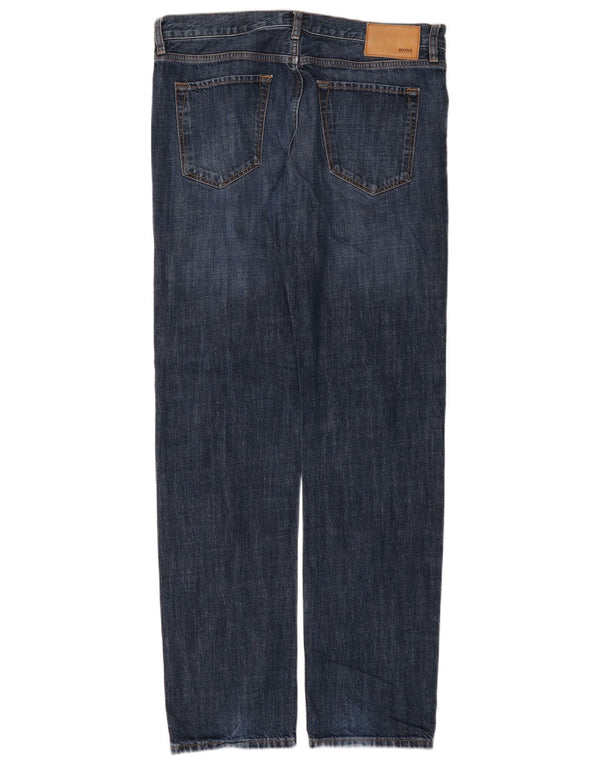 Hugo Boss Mens Straight Jeans W34 L34 Azul Algodão