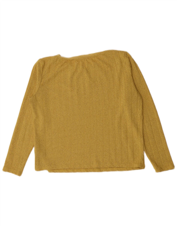 Top curto feminino Marks & Spencer manga comprida UK 12 poliéster amarelo médio
